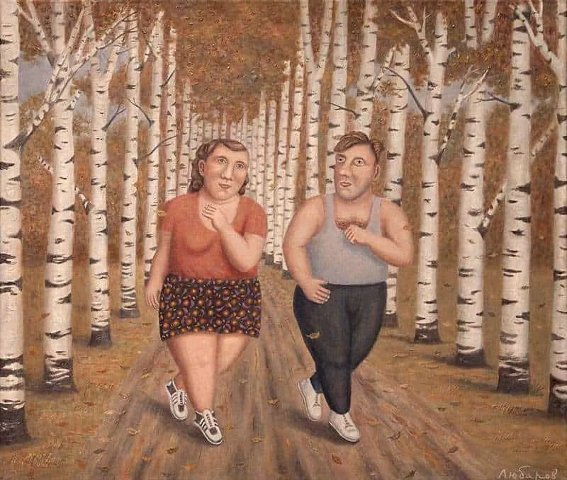 Утренняя пробежка. 2016 г. Холст, масло, 70 х 70 см