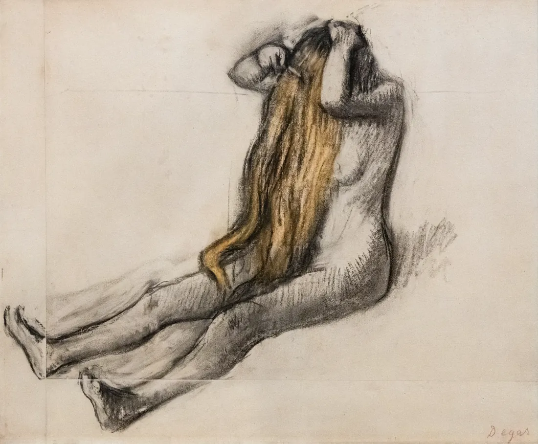 Didier Descouens · (Albi) Femme nue, assise par terre se peignant - Edgar Degas - Musée d'