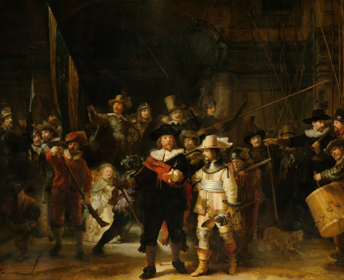 Rembrandt · Officieren en andere schutters van wijk II in Amsterdam, onder leiding van kap