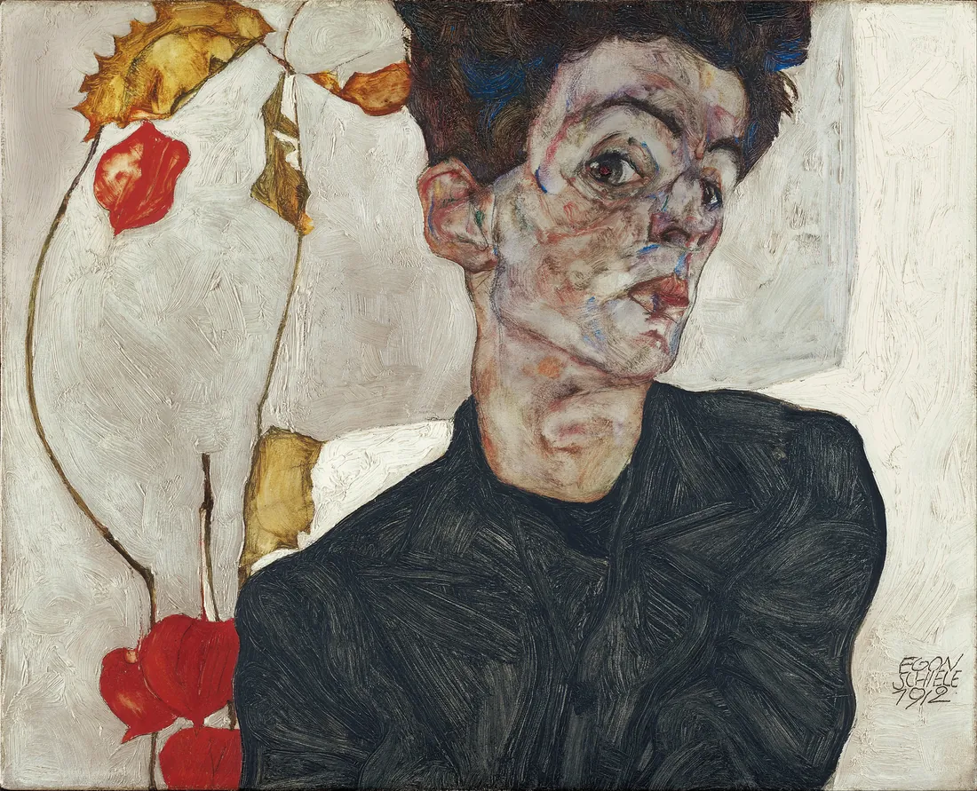 Egon Schiele · Selbstbildnis mit Lampionfrüchten