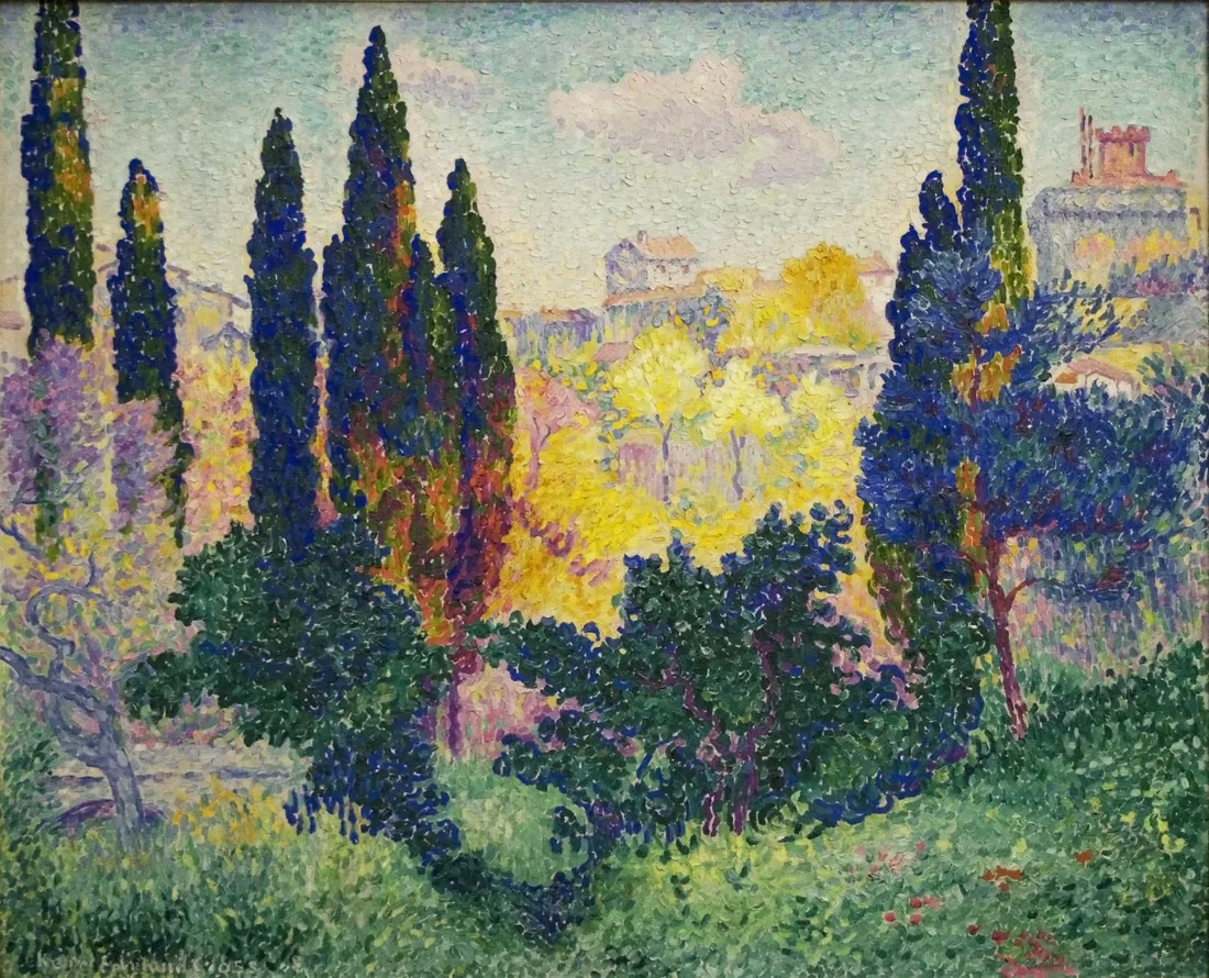 Henri-Edmond Cross · Les cyprès à Cagnes